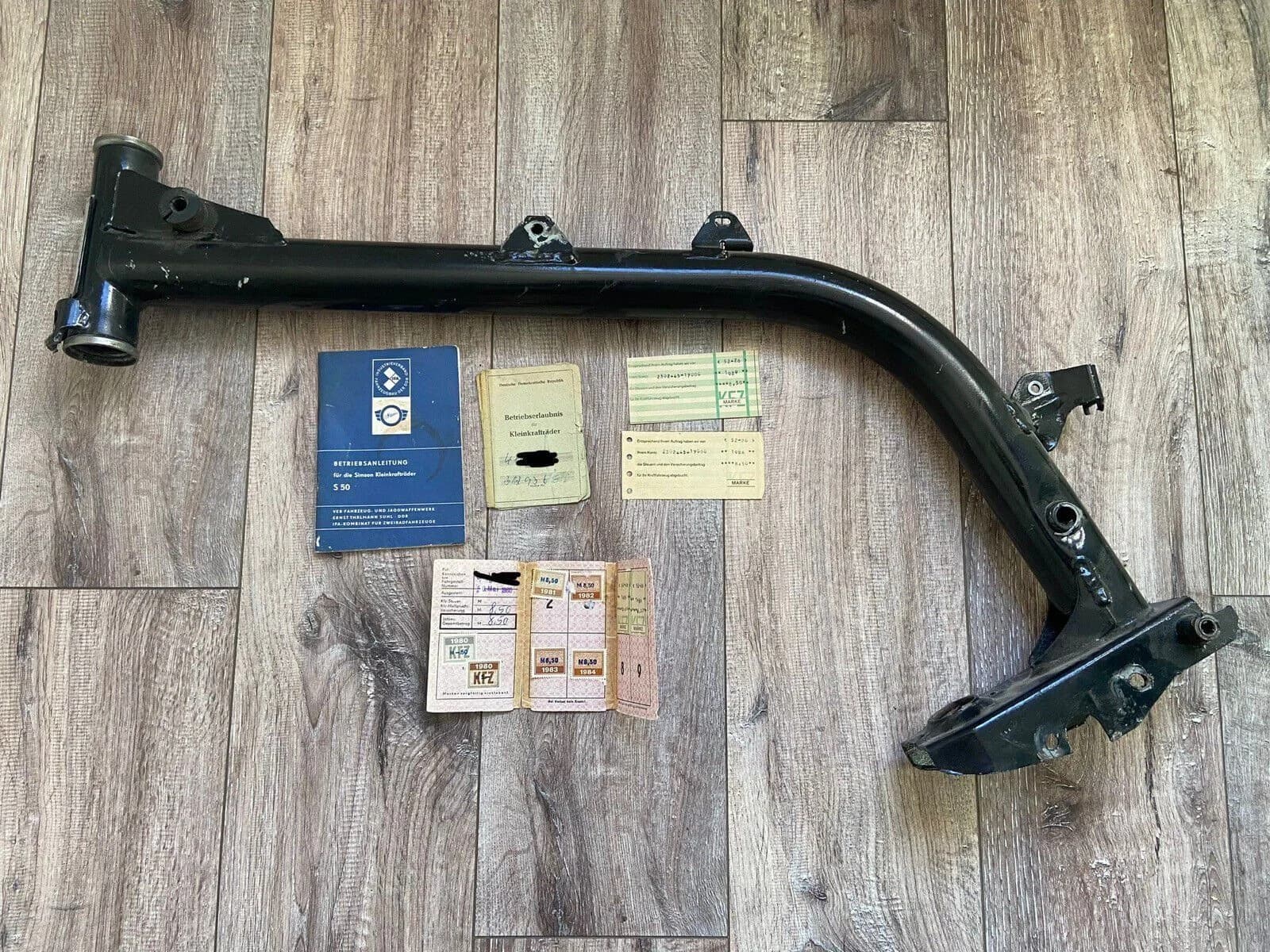 Simson S50 Hauptrahmen mit historischen Papieren – DDR Klassiker – Bild 1